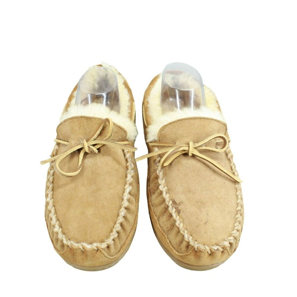 *LL Bean Brown Suede Wicked Good Shearling Moccasin Slippers 12.5 Inches - Picture 4 of 9